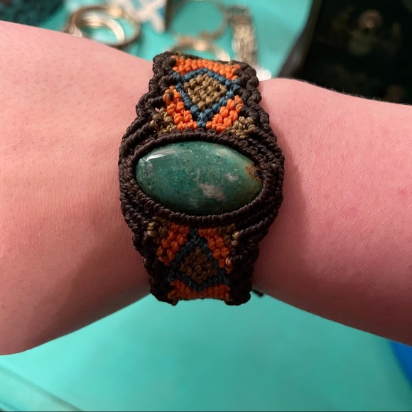 Southwestern Adjustable Bracelet with Turquoise - Picture 2 of 4